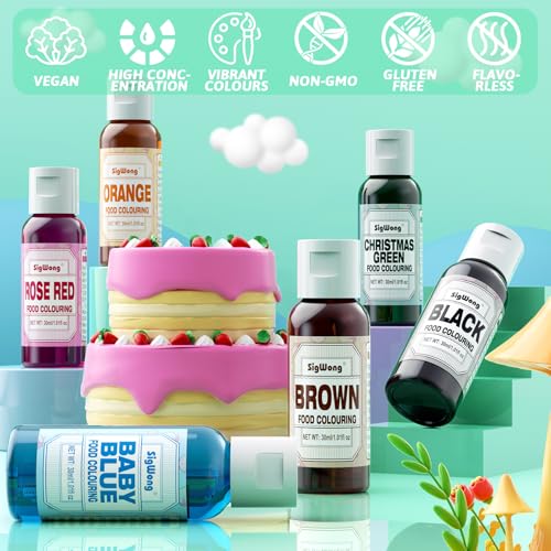 Image of 50ml Plant Based Natural Food Coloring - 1.69 Fl.Oz Bottles (6 Colors - 30ml)