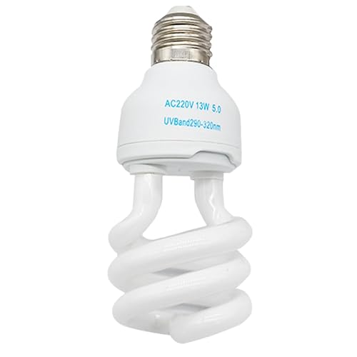 Yeaxxsqy Bombillas UVB para Reptiles 5.0 Interfaz UVB E27 Luz de Reptil Subtropical Iluminación Blanca Azul…