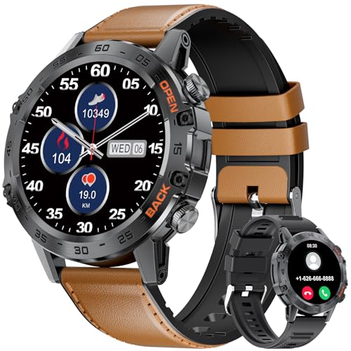Reloj inteligente militar para hombre, relojes inteligentes con llamada inalámbrica compatible con teléfono Android iPhone, reloj inteligente con monitor de sueño SpO2 de frecuencia cardíaca, reloj