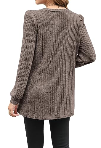 Image of OFEEFAN Long Sleeve Shirts for Women Long Sweaters with Pockets Tunic Tops Loose Fit