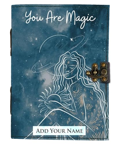Image of DI-KRAFT Customize Diary with Name with Beautiful UV Prints | Customized Leather Writing Diary Unruled White Paper Journal Personal Notepad Sheets Daily Planner for Gifting (Pattern 23)