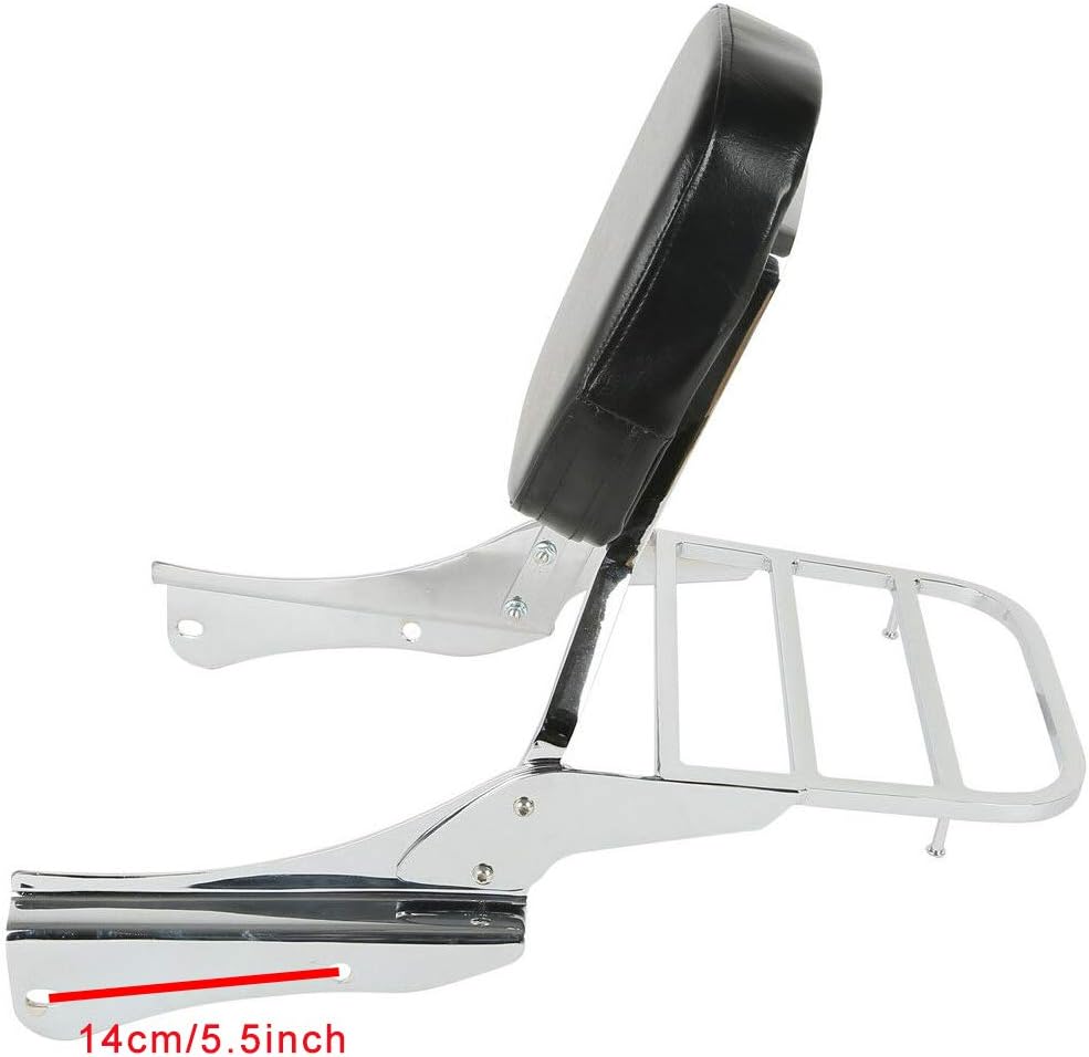Backrest Sissy Bar Luggage Rack Compatible with/Replacement for Honda Shadow Spirit 750 VT750DC Black Widow 2001-2008
