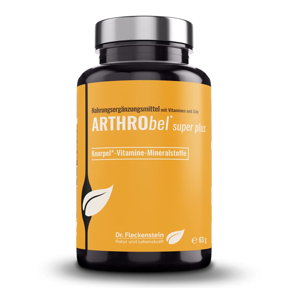 Dr.Fleckenstein Arthrobel super plus, Chondroitin & Glucosamin Kapseln plus L-Cystin (Cystein), Nahrungsergänzungsmittel mit den Vitaminen C und D3, Zink und Biotin.
