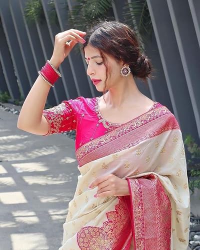 Anjaneya Sarees Designer Woven Kanjivaram Banarasi Silk Saree With Blouse - Image 6