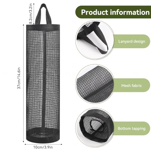 Image of BEYOND BASIC Polyester Grocery Bag Holder Plastic Dispenser Foldable Breathable Washable Hanging Mesh Garbage Bag Organizer for Kitchen Plastic Bag Storage (Multicolour) (Pack of 2)