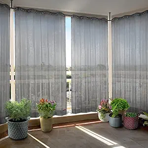 HIPPO - PE 85% Outdoor Sun Blocking Balcony Curtains Eyelet UV Protection, Sun Shading Light Filtering, Temperature Reducing 7.5 ft Door Curtain, Set of 2 pcs (Grey || 4.5FTX7.5FT)
