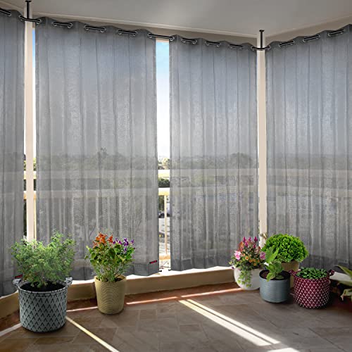 HIPPO Outdoor Balcony Sun, UV & Dust Protection Curtain HDPE Light Filtering 150 GSM Eyelet/Grommet Curtains for Home, Garden, Patio, Varanda, Hotel (Grey, 4.5FTX7.5FT, 2 PC)