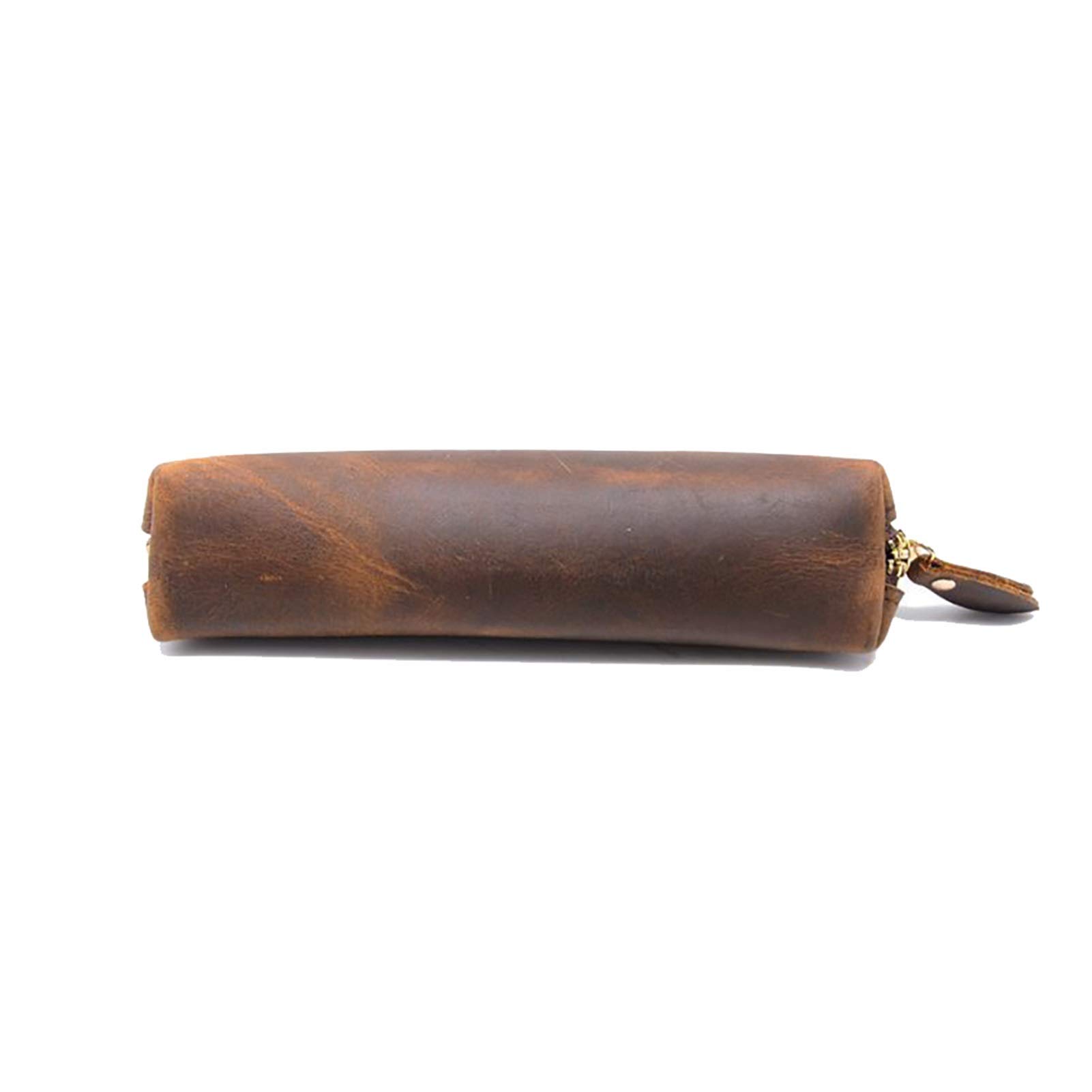 Astuccio in pelle, astuccio piccolo, Astuccio in pelle Marrone scuro, 18,5x6,5 cm(Brown)
