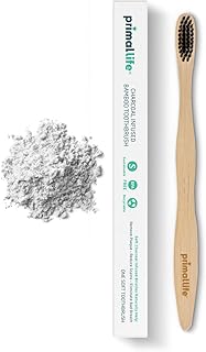 Charcoal Toothbrush, Made with Charcoal & Bamboo, Biodegradable, BPA-Free, Perfect for Kids & Adults, Recyclable, Gently Massages Gums & Teeth, Zero Waste Toothbrush, (1-Pack)