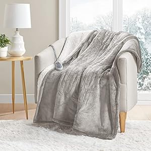 MP2 Heated Blanket Electric Throw, Plush Sherpa Small Throws for Lap w/ 3 Heating Levels & 2 Hours Auto Shut Off for…