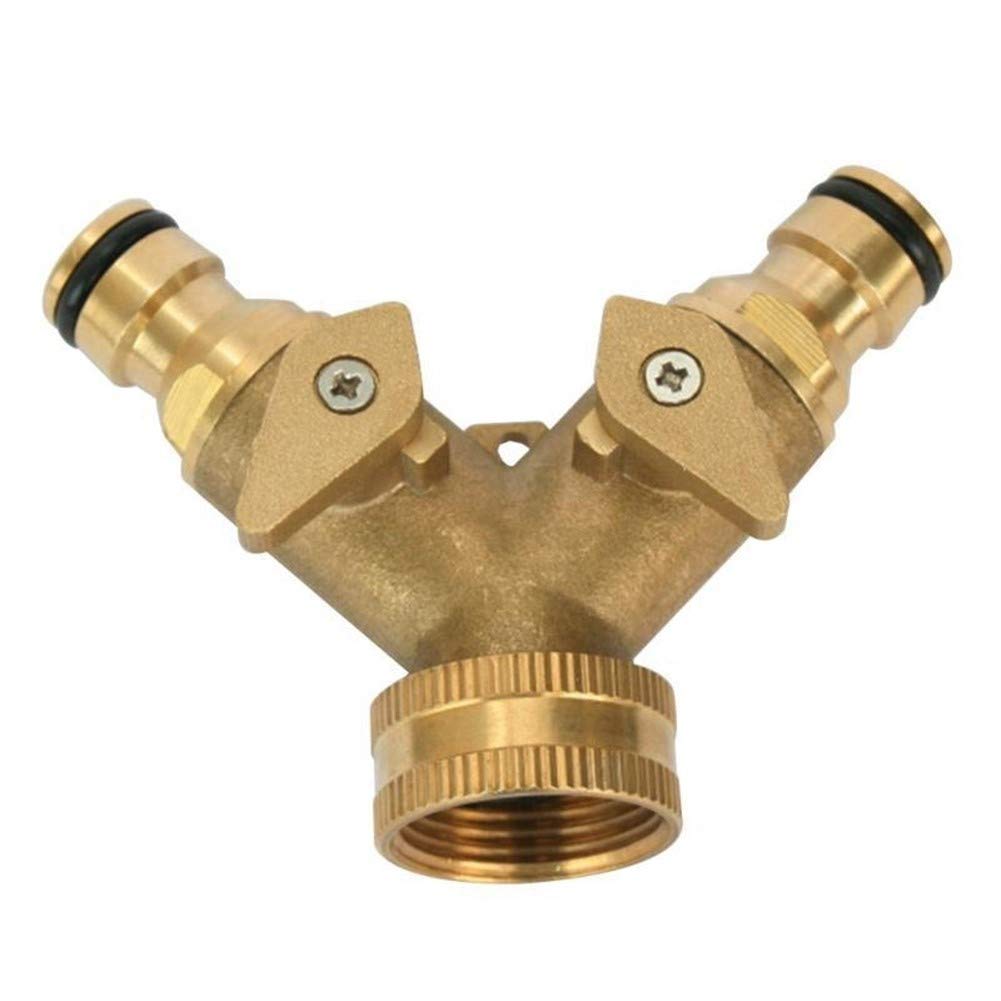 Rubinetto per Tubo dell'Acqua in Ottone Connettore rapido con attrezzo per irrigazione da Giardinaggio Splitter a 2 Vie da 3/4 di Pollice