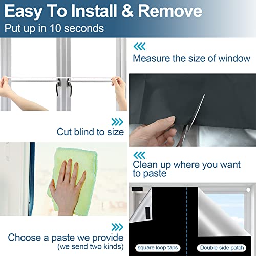 100% Blackout Curtains For Bedroom, Portable Diy Window Blinds, No Drill Window Shades & Blackout Blinds With Stickers & Tabs For Baby Nursery, Travel, Dorm Room (118" X 57") #TOP5