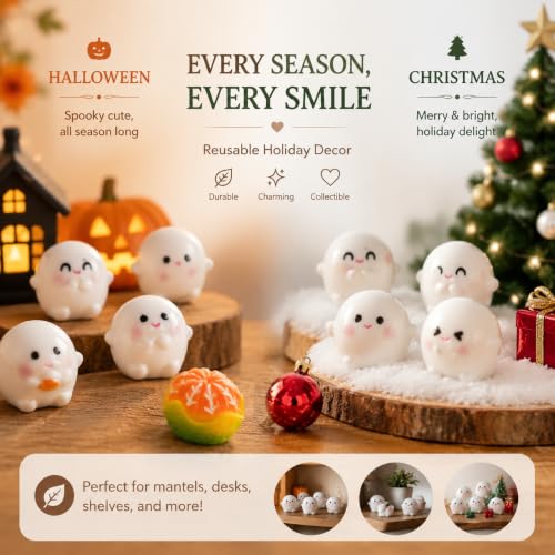 NODARKO 8Pcs Cute Ghost Figurines, Resin Desk Decor for Office & Shelf - image 7