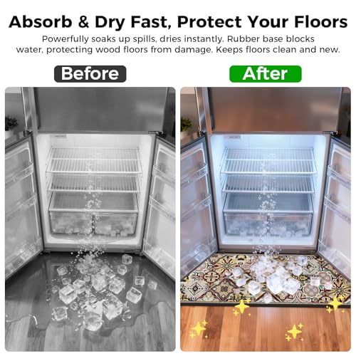 Image of Fridge Mat - 9.1 inch x 38.6 inchRefrigerator Mats with Water Absorbent, Leak-Proof Rubber Backing, Easy to Clean, Bohemian Design, Protect Floors from Spills (Bohemian)