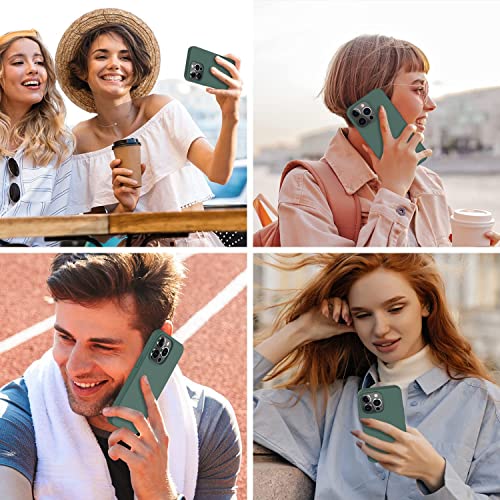 Image of Elzzi Microfiber Candy Case Compatible for iPhone 14 PRO MAX, Shockproof Slim Back Cover Liquid Silicone Case -Forest Green