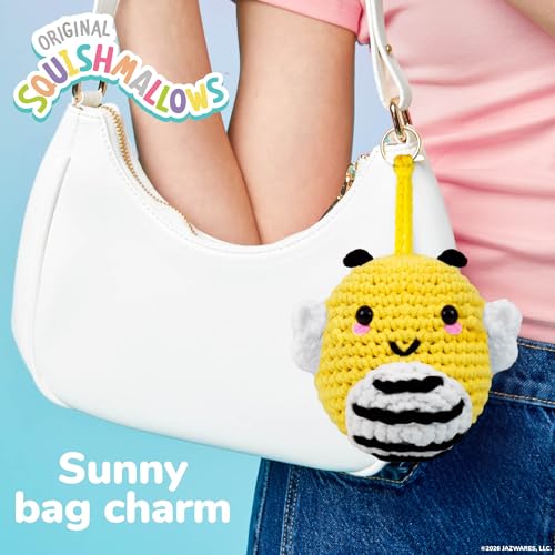 Image of Original Squishmallows Crochet Kit - Sunny Bag Charm, Bumblebee Crochet Kit for Beginners with Yarn, Starter Hooks, Step-by-Step Tutorials, DIY Craft, Great Teen Gifts