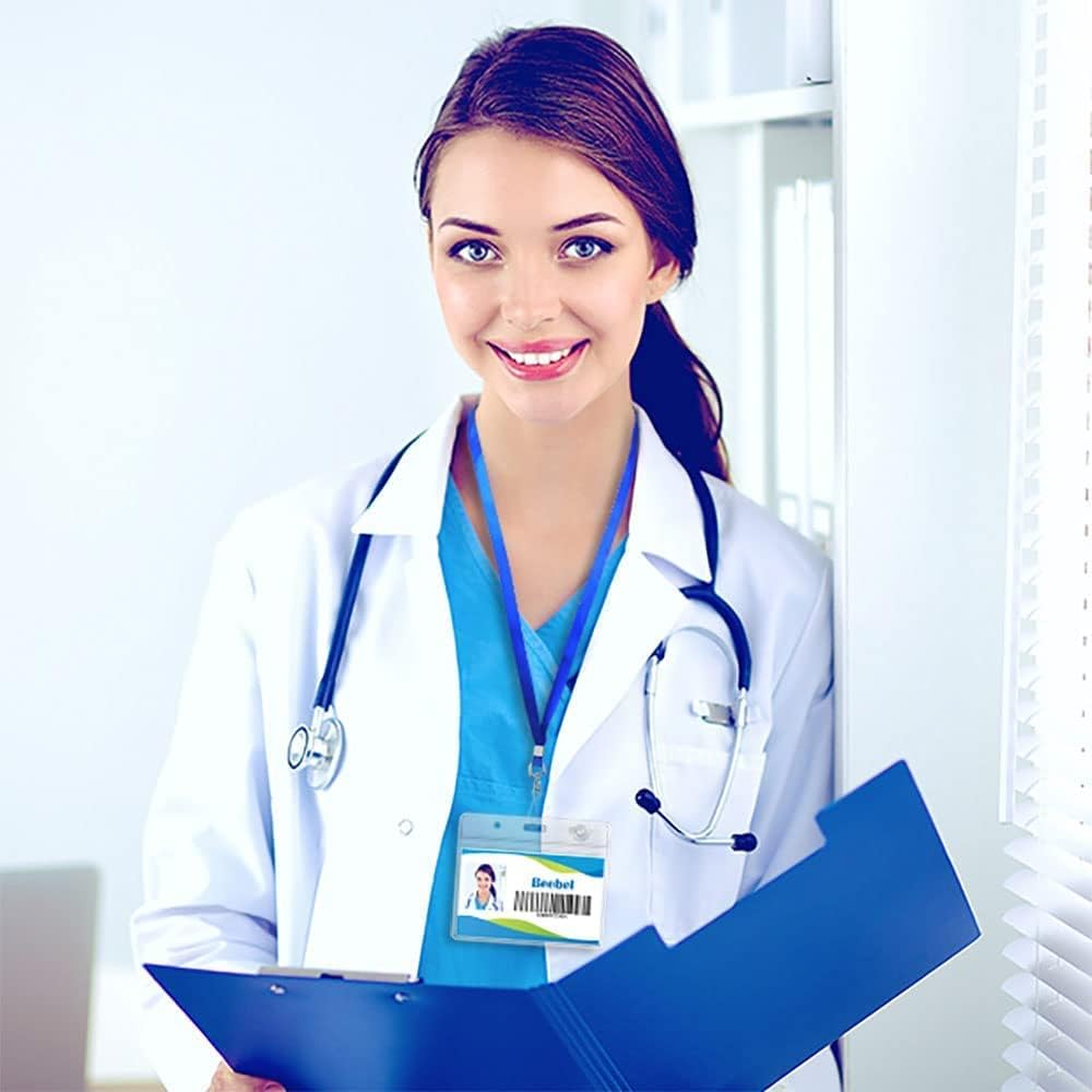 Beebel Grey Lanyard Bulk Lanyards for Id Badges Flat Lanyard with Badge Clip Swivel Hook 100 Pack - Image 5