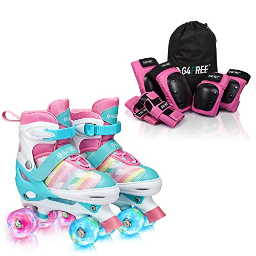 G4Free Roller Skate For Girl Youth/Adult L Size With 3 In 1 Protective Gear For Youth/Adult Pink-L Size #TOP20