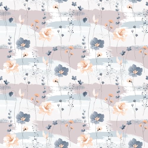 Image of LORETO - A QUALITY LINEN BRAND 210 TC 100% Pure Cotton Single Fitted Bedsheet with 1 Pillow Cover for 78 x 36 Inch Mattress, All-Around Elastic, 8 Inch Deep Pocket, Blue & Peach