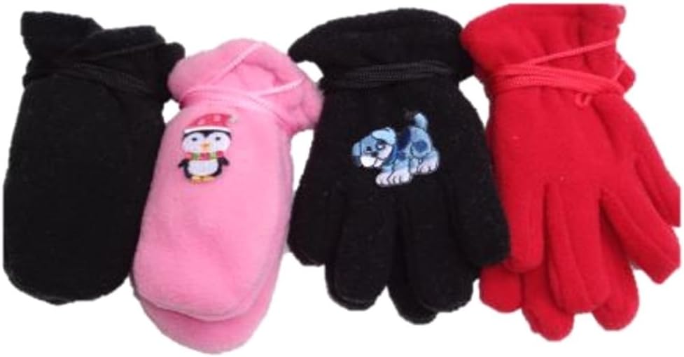 Set of Four Pairs Fleece Very Warm Mittens Gloves for Ages 6 to 24 Months