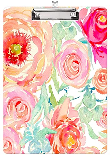 Fashion Clipboard, A4 Letter Size Wooden Decorative Clipboards for Teacher, Nurse, Doctor,Student and Kids, Cute Design for Standard Size 12.2" x 8.9" (C-Pretty Floral)