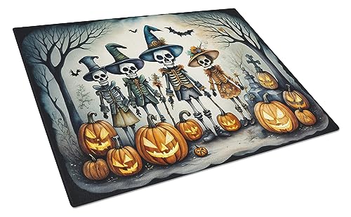 Caroline's Treasures DAC2226LCB Calacas Skeletons Spooky Halloween Glass Cutting Board Large Decorative Tempered Glass Kitchen Cutting and Serving Board Large Size Chopping Board