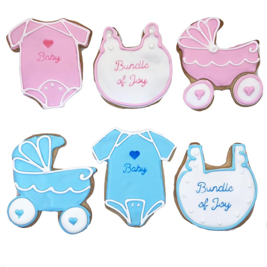 Baby Shower Assortment Cookies- 6 Decorated Crunchy Shortbread Co...