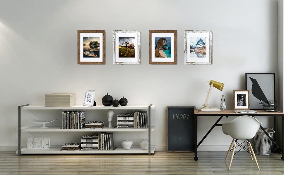 Miniatura 5 de kennethan Portarretratos de 11 x 14 pulgadas, color marrón podrido, 2 marcos de madera que pueden mostrar imágenes de 8 x 10 pulgadas con paspartú o