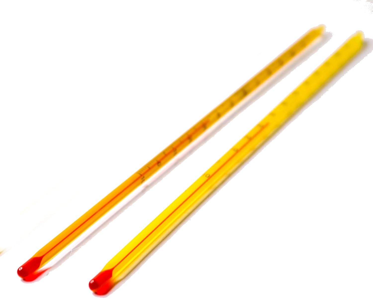 Vijay Surgical Glass Thermometer filled with Red liquid [-10 to +110*C range] 300mm long for Laboratory, Industrial & household use, in plastic case, Yellow [Combo of 2 pc]-image-25