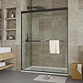 56-60" W x 72" H Shower Door, Semi Frame Double Sliding Shower Door,1/4"(6mm) Thick SGCC Tempered Glass with Explosion-Proof Film,Easy Installation,Matte Black