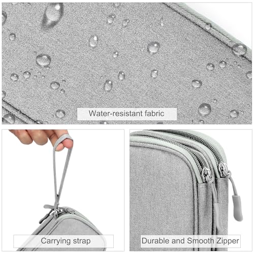 Image of FYY Travel Cable Organizer Bag Pouch Electronic Accessories Carry Case Portable Waterproof Double Layers All-in-One Storage for Cord, Charger, Phone, Earphone Grey