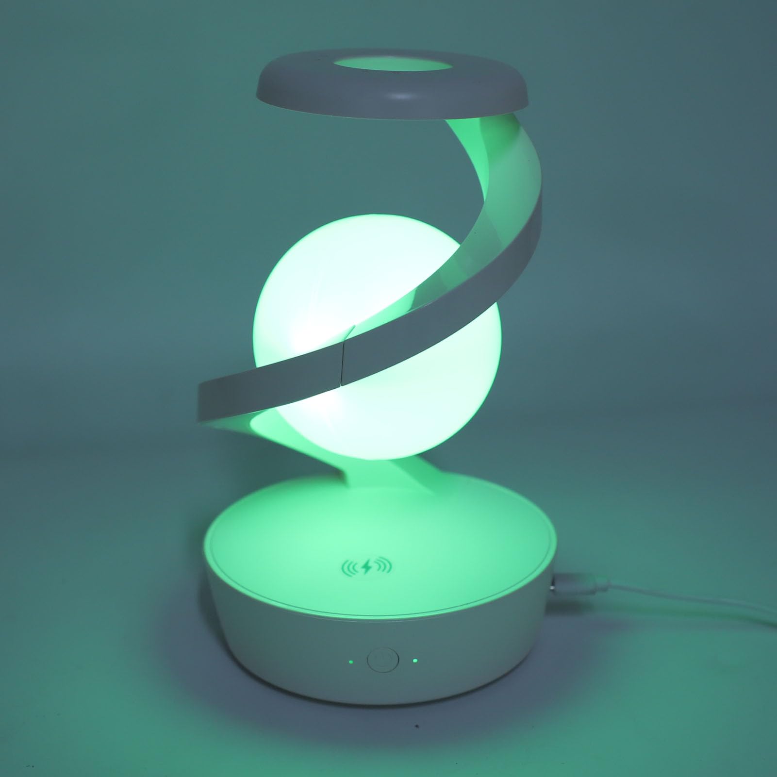Lampada da comodino moderna a spirale Lampada da tavolo a LED con ricarica wireless innovativa a levitazione visiva 3D per camera da letto, soggiorno, ufficio