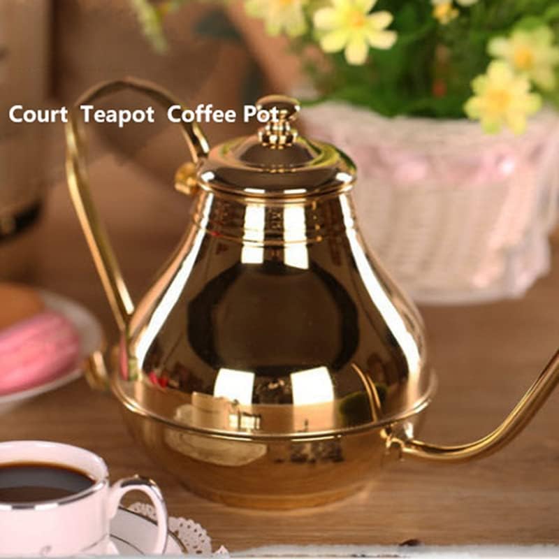 Coffee Press Fine Mouth Gooseneck Coffee Pot Long Spout Pour Over Drip Coffee Kettle Bronze 304 Stainless Steel DIY Coffe Maker Teapot Pots(Gold)