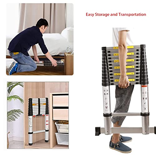 RainMan S 14.5 FT Telescoping Ladder, Aluminum Collapsible Ladder, Portable Folding Ladder 330LB Capacity for Household Or Outdoor Work