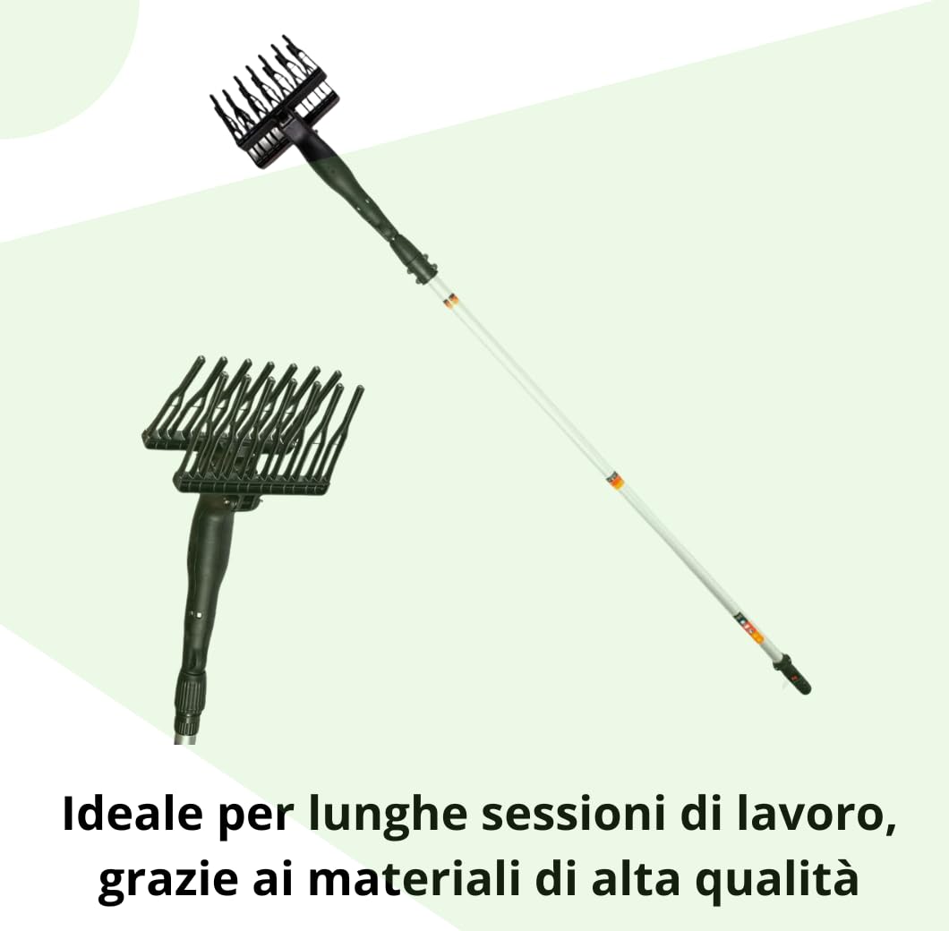 Abbacchiatore Elettrico telescopico per Olive, Batteria 12V, 400W, Fino a 1000 Colpi/min. Leggero, ergonomico, Facile da Usare, con Cavi e Morsetti per Un Collegamento rapido e Sicuro.