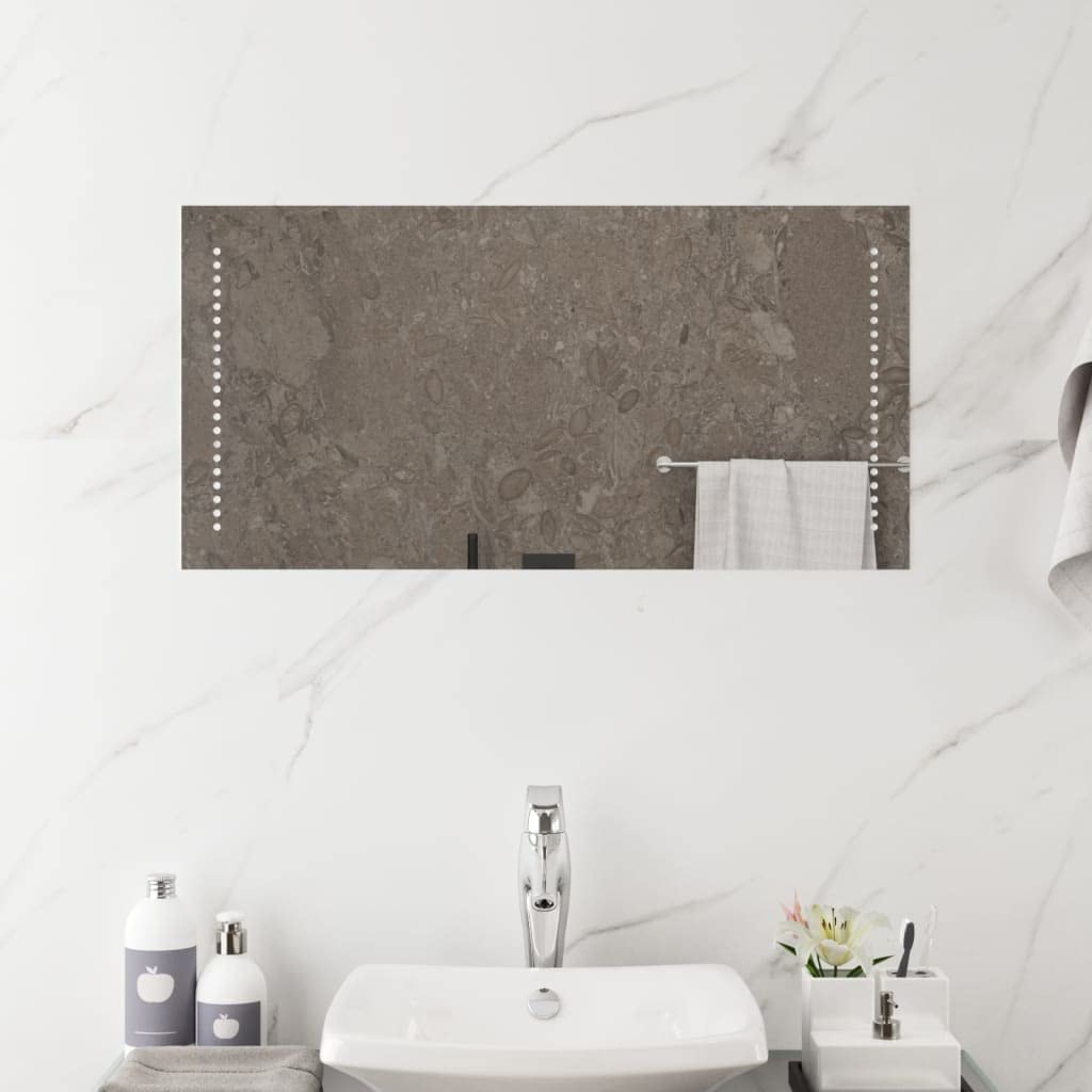 LED-Badspiegel 40 x 80 cm, Glas, IP65 wasserdicht, USB Beleuchtung, mit Haken zur Wandmontage, für Bad Kosmetik Spiegel und Rasur im Flur