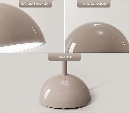 Miniatura 7 de Lámpara de mesa de noche de hongos, recargable, lámpara de mesa de noche con control táctil diammable con cable de carga para el hogar, dormitorios,