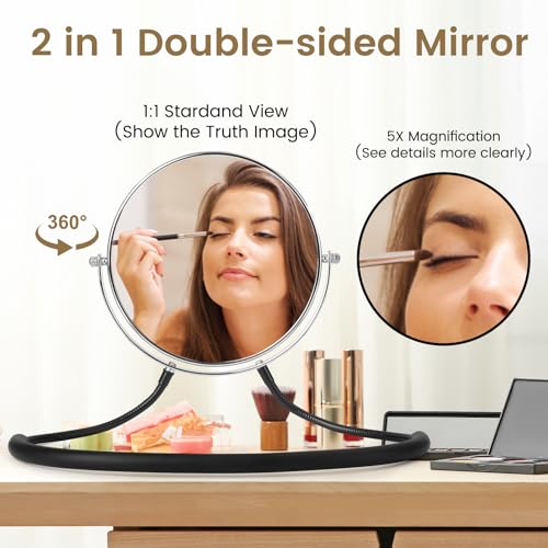Espejo doble grande redondo con soporte ajustable para cuello miniatura 3