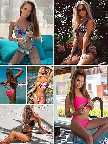 RELLECIGA Damski Strój Kąpielowy Dolna Część Stringi Bikini High Cut Tanga Bottom Czarny M