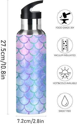 Vista 106 de París - Botella de agua para niños con tapa con pajilla, diseño de la Torre Eiffel París, botella de agua aislada de acero inoxidable a prueba