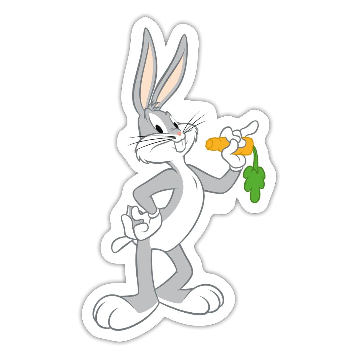 Spreadshirt Looney Tunes Bugs Bunny Pose Carrot Sticker Size S (10 x 10 cm), 10 x 10 cm, White Matte โ image 1