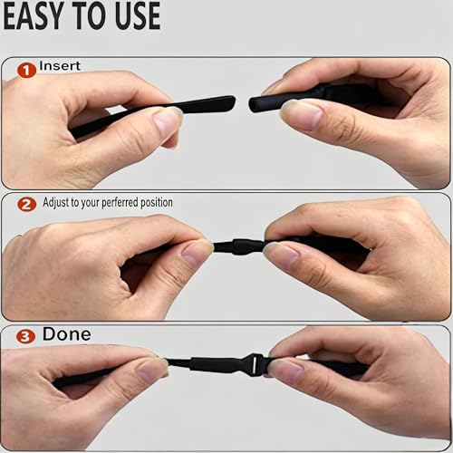 Image of KSACLE Adjustable Glasses Strap, Upgrade 4 Pack No Tail Eyeglass Straps, Universal Fit Rope Eyewear Retainer, Sport Unisex Sunglass Retainer Holder Strap for Men, Women and Kids (Black, 9-15 inch)
