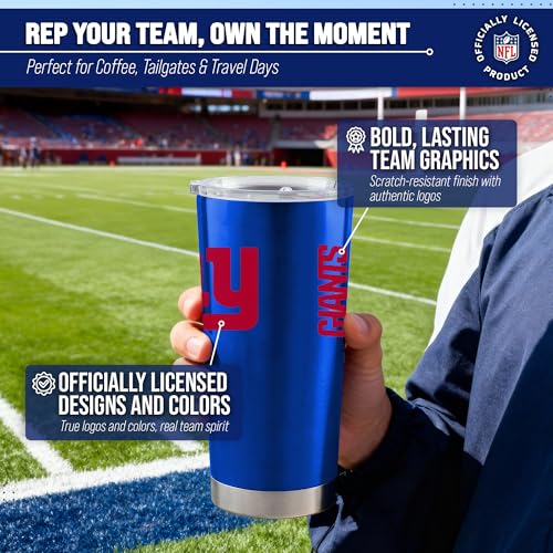 Image of New York Giants NFL 20oz Stainless Steel Insulated Tumbler, Slider Lid