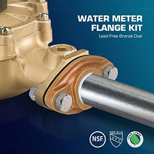 Image of Midline Valve XNGU112L-OM-5 Water Meter Hardware Kit Includes 2 Flanges, 2 Gaskets, 4 Nuts, 4 Bolts 1-1 /2 Connection Bronze (5 Pack), 1-1 /2 inch FIP
