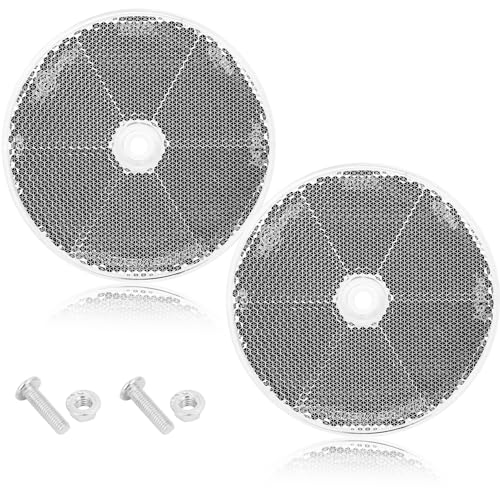 AGRISHOP 2X Catadioptre Remorque Blanc,Reflecteur Remorque Ø80mm Catadioptre avec Vis,Réflecteurs de Sécurité Réflecteur Rond