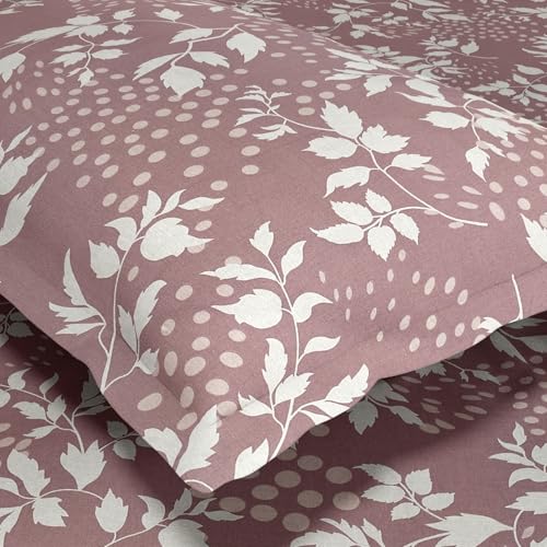 Image of Haus & Kinder King Size Bedsheet for Double Bed with 2 Pillow Covers 108 x 108 Inches | 144 TC Cotton Bedsheet for King Size Bed - Wine Foliage