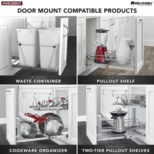 Rev-A-Shelf Cabinet Door Mount Kit for Kitchen Base Cabinet Organizers, Pullout Storage Shelves and Drawers, Trash Cans, 5WB-DMKIT