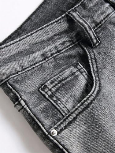 Men‘S Stretchy Denim Jeans Tearing Patchwork Holes Ripped Denim Elastic Waist Slim Fit Straight Trousers3