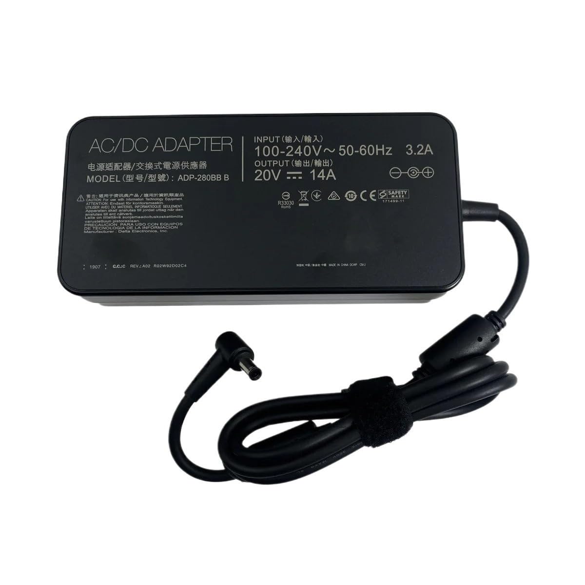 280W 20V 14A Laptop Adapter Charger Power Supply for ASUS PG35V ROG GX551QS GX551QR GX703HS GX703HR GX703HM G732LWS 6.0 * 3.7MM(UK)