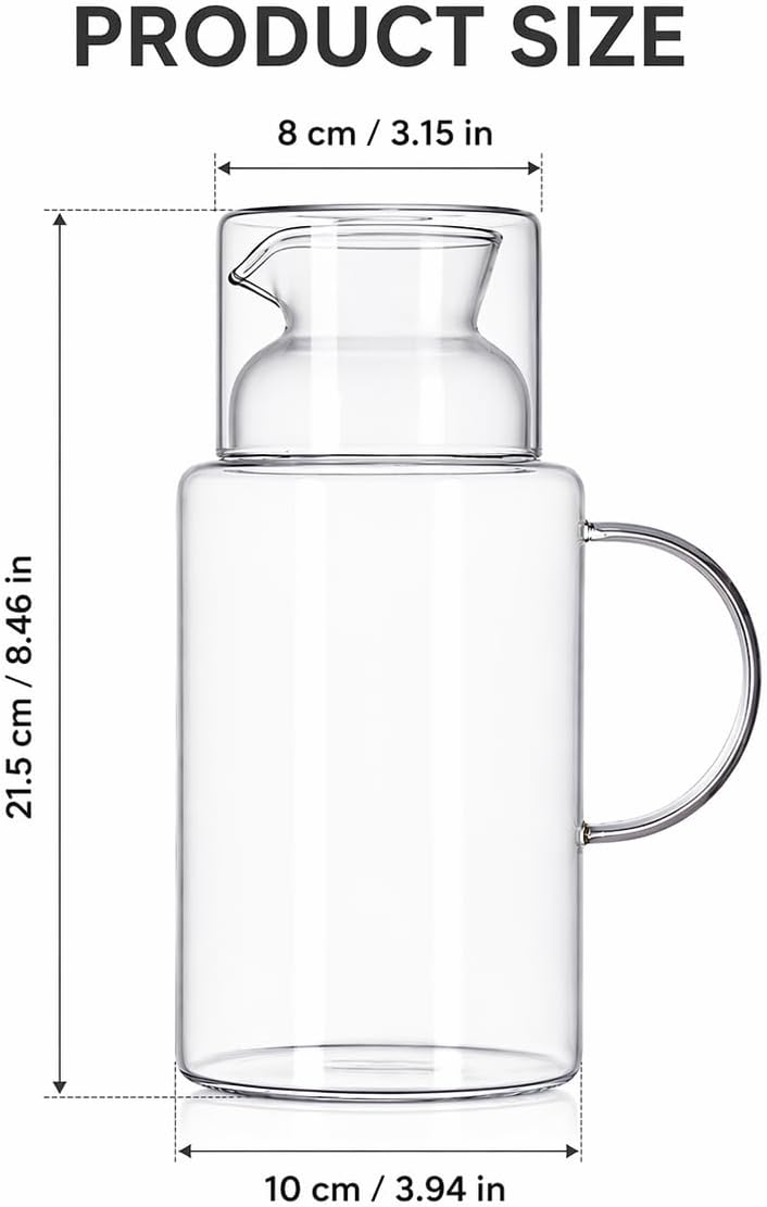 1.3L High Borosilicate Glass Pitcher with Lid, Handle & Spout (Clear)